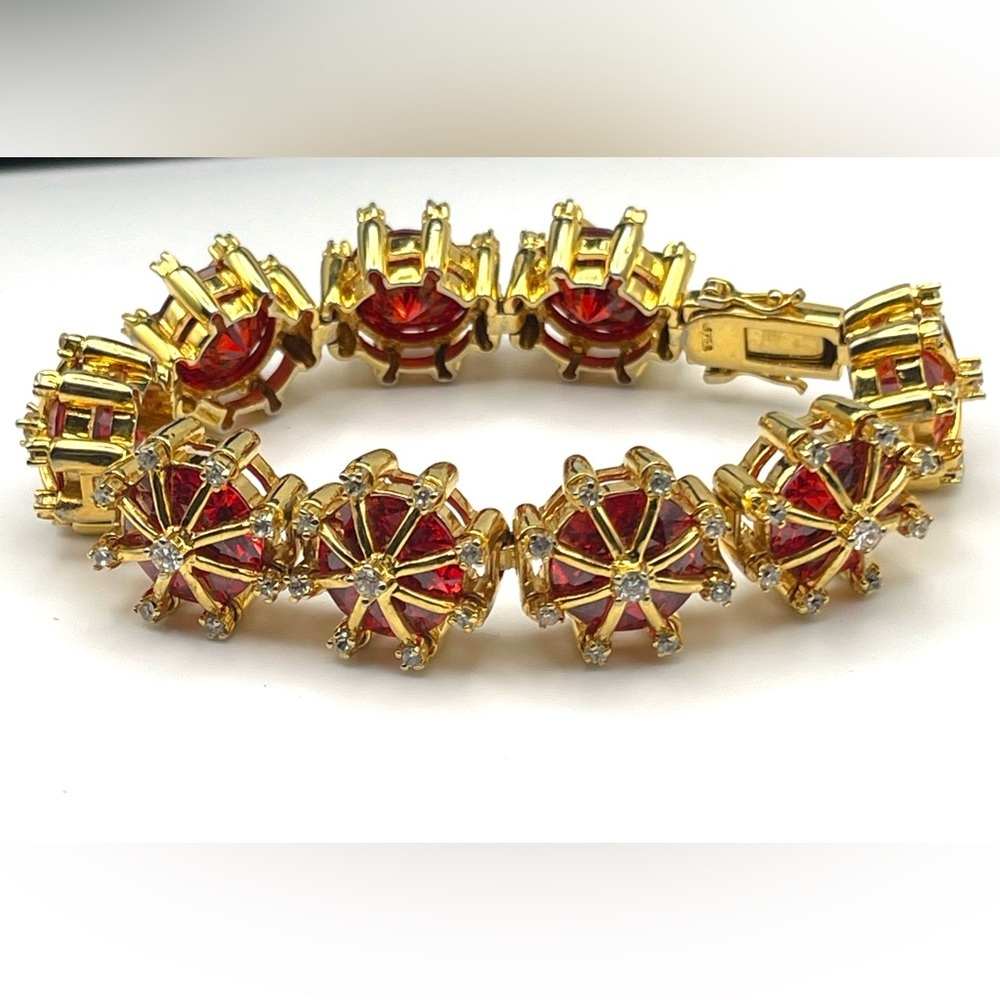 NWOT nOir Jewelry Gold Ton and Orange Red Statement Cage Bracelet